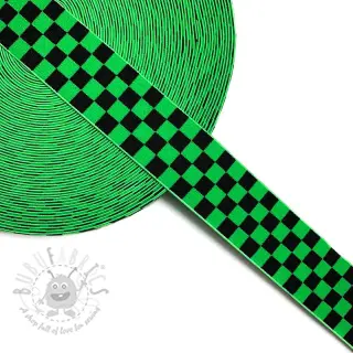 Slätt resårband 4 cm Chequered jacquard apple green