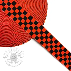 Slätt resårband 4 cm Chequered jacquard orange