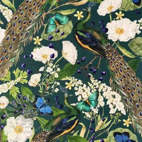 Dekorationstyg premium Peacock butterfly chique digital print
