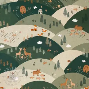 Dekorationstyg Linenlook Mountain forest animals