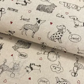 Dekorationstyg Linenlook Sweet doggie friends