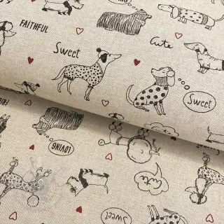 Dekorationstyg Linenlook Sweet doggie friends
