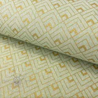 Dekorationstyg Linenlook Art deco cubes mint metallic premium