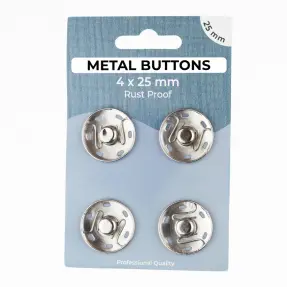 Stláčací gombík METAL 25 mm silver