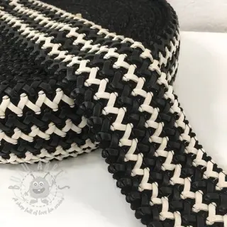 Slätt resårband 6 cm Party black/white