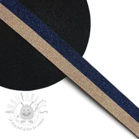Slätt resårband 4 cm Lurex DOU marine champagne