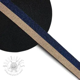 Slätt resårband 4 cm Lurex DOU marine champagne