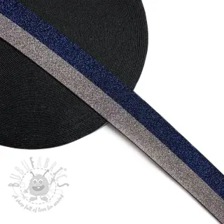 Slätt resårband 4 cm Lurex DOU marine grey