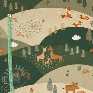 Dekorationstyg Linenlook Mountain forest animals