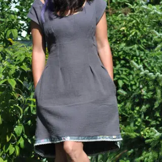 Dubbelgasväv/muslin dark grey ORGANIC