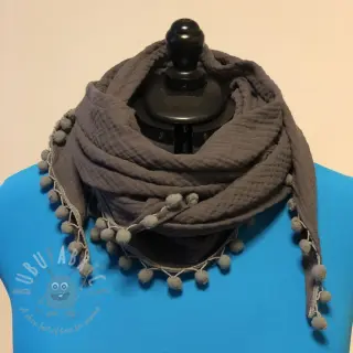 Dubbelgasväv/muslin dark grey ORGANIC