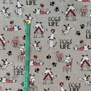 Dekorationstyg Linenlook Dogs life