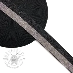 Slätt resårband 4 cm Lurex DOU black grey