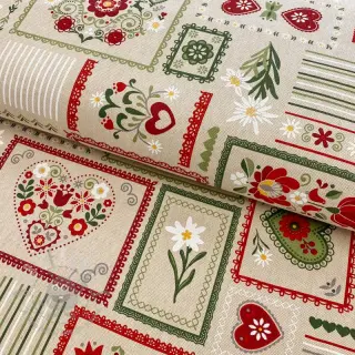 Dekorationstyg Linenlook Edelweiss patchwork