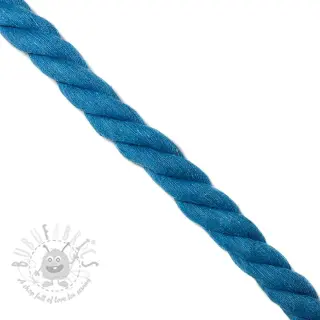 Bomullssnöre tvinnad 2,5 cm aqua