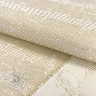 Dekorationstyg jacquard Music notes lyrics metallic