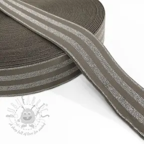 Slätt resårband 4 cm LUREX SILVER taupe