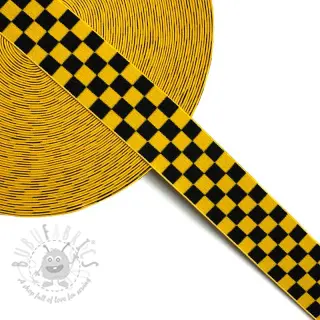 Slätt resårband 4 cm Chequered jacquard ochre