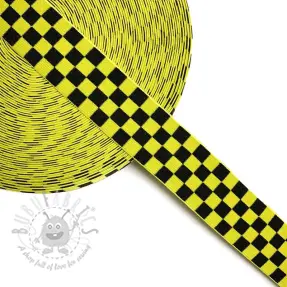 Slätt resårband 4 cm Chequered jacquard yellow
