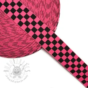 Slätt resårband 4 cm Chequered jacquard fuchsia