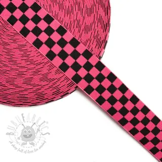 Slätt resårband 4 cm Chequered jacquard fuchsia