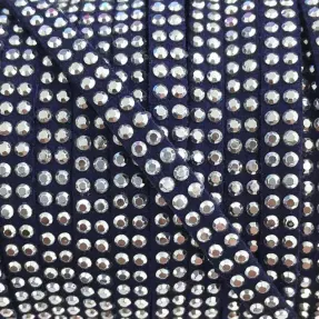 Semišová šnúra kamienky dark blue