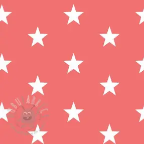 Bomullstyg Stars coral