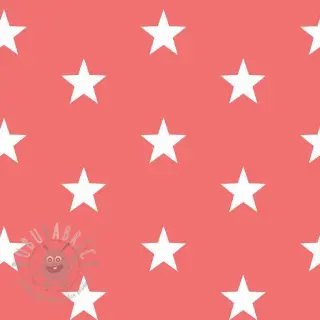 Bomullstyg Stars coral