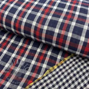 Dubbelgasväv/muslin Double sided Checks navy