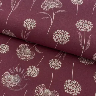 Dekorationstyg Linenlook Elegant dandelion bordeaux