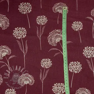 Dekorationstyg Linenlook Elegant dandelion bordeaux