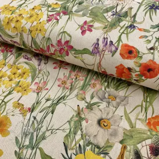 Dekorationstyg Linenlook Wildflower sunny field digital print