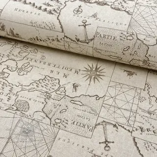 Dekorationstyg Linenlook Map mediterranean sea