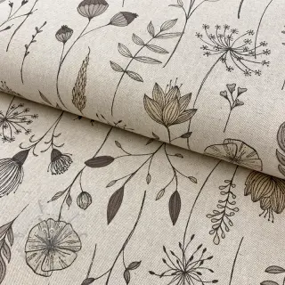 Dekorationstyg Linenlook Handdrawn flowers
