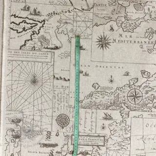 Dekorationstyg Linenlook Map mediterranean sea