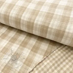 Dubbelgasväv/muslin Double sided CHECKS MINI beige