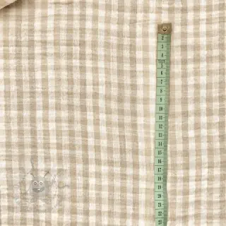 Dubbelgasväv/muslin Double sided CHECKS MINI beige