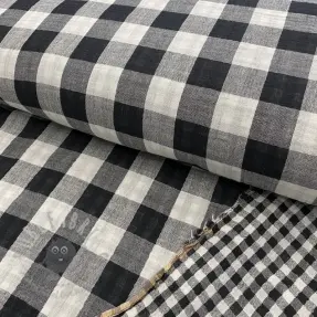 Dubbelgasväv/muslin Double sided CHECKS MINI black