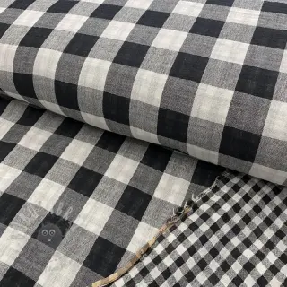 Dubbelgasväv/muslin Double sided CHECKS MINI black