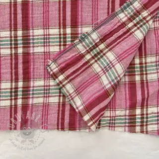 Dubbelgasväv/muslin Double sided CHECKS pink