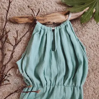 Dubbelgasväv/muslin teal ORGANIC
