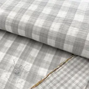 Dubbelgasväv/muslin Double sided CHECKS MINI grey