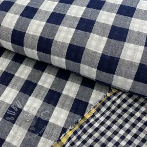 Dubbelgasväv/muslin Double sided CHECKS MINI navy