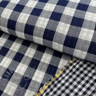 Dubbelgasväv/muslin Double sided CHECKS MINI navy