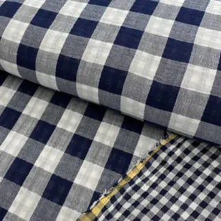 Dvojitá gázovina/mušelín Double sided CHECKS MINI navy
