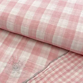 Dubbelgasväv/muslin Double sided CHECKS MINI old rose