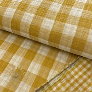 Dubbelgasväv/muslin Double sided CHECKS MINI ochre