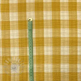 Dubbelgasväv/muslin Double sided CHECKS MINI ochre