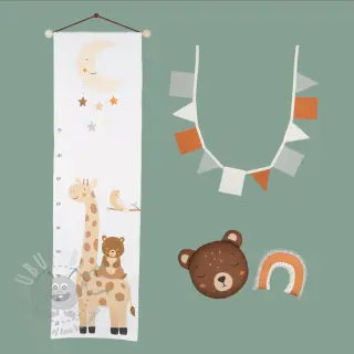 Dekorationstyg Kids room deco PANEL linenlook digital print