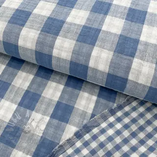 Dubbelgasväv/muslin Double sided CHECKS MINI indigo